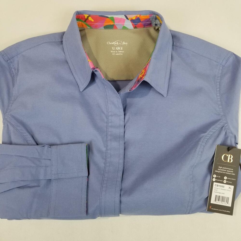 Chestnut Bay Annie-O Western Show Shirt Womens XL Hydrangea Equestrian Snap NWT